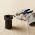 Professional Foundry Casting Kit, 33 cm Leather Protective Gloves, 1 kg Graphite Crucible with 34 cm Metal Pouring Tongs | Jewellery Making Tools | Toolsmith Ltd UK
