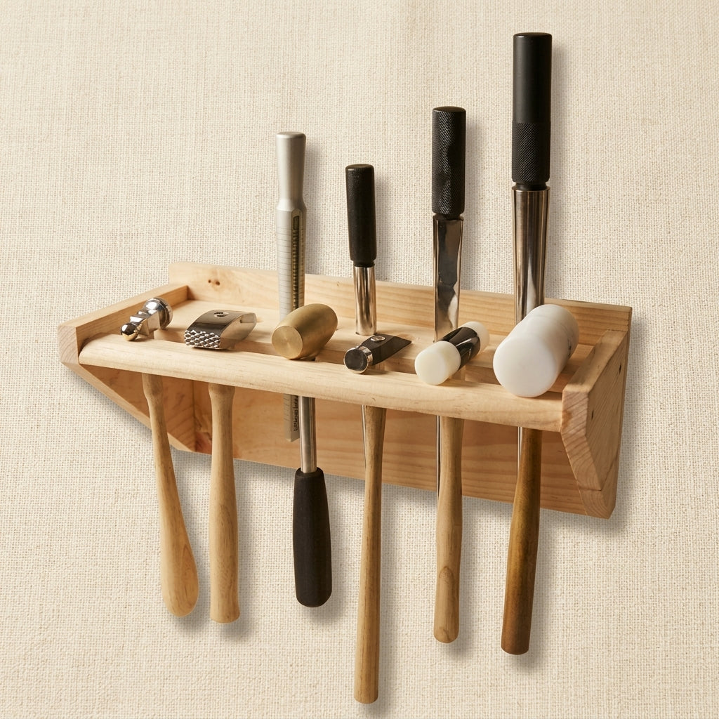 Professional Hammers and Mandrels Wooden Stand Organizer Holder Rack for Standard Benches, 18″ L x 7″ W x 6-1/2″ H | Jewellery Making Tools | Toolsmith Ltd UK