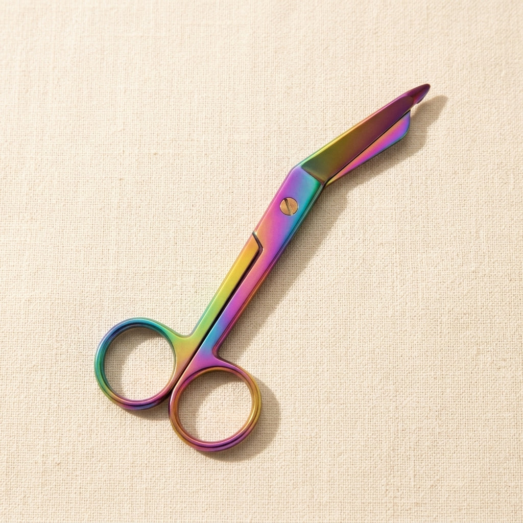 Rainbow Lister Bandage Scissors, 4.5 Inch, Stainless Steel, Multi Colour, First Aid, Tensionrite Clip | Surgical Instruments | Toolsmith Ltd UK