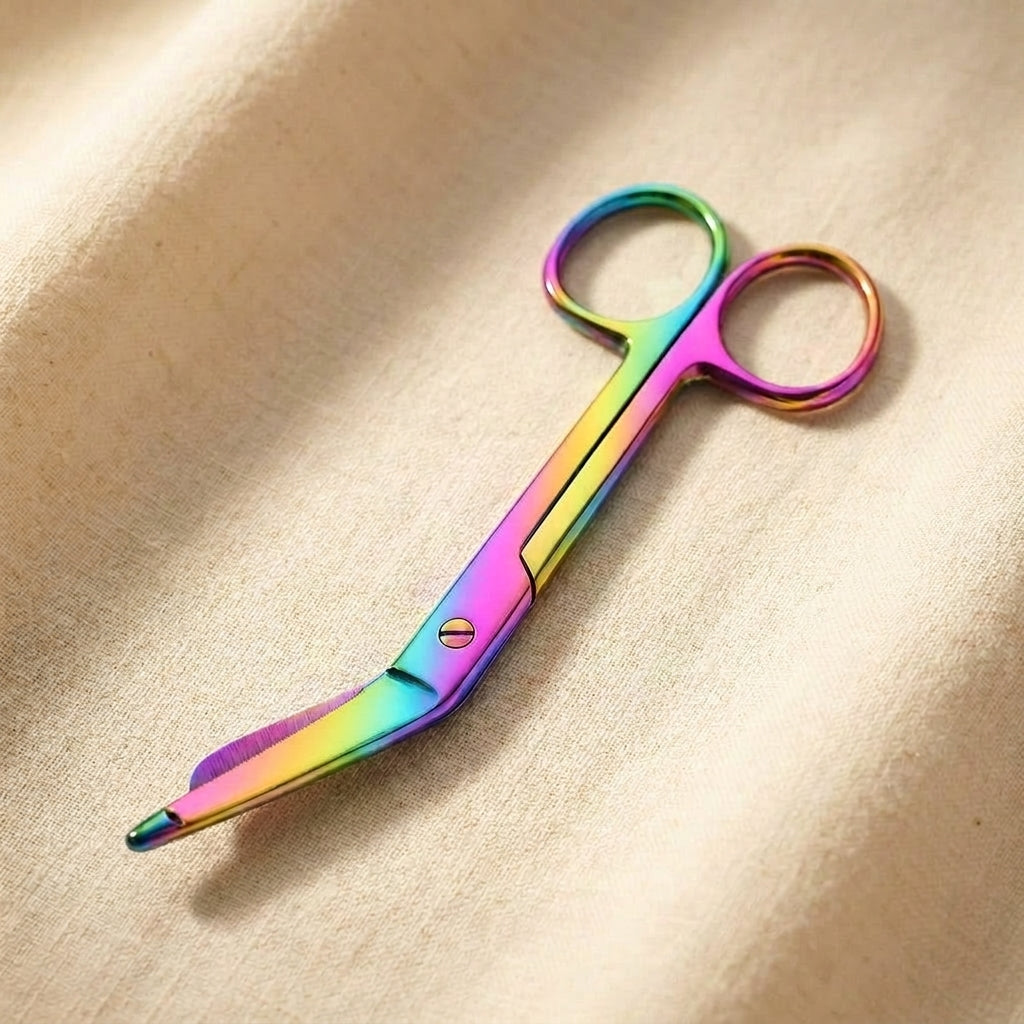 Rainbow Lister Bandage Scissors, 5.5 Inch, Stainless Steel, Multi Colour, First Aid, Tensionrite Clip | Surgical Instruments | Toolsmith Ltd UK