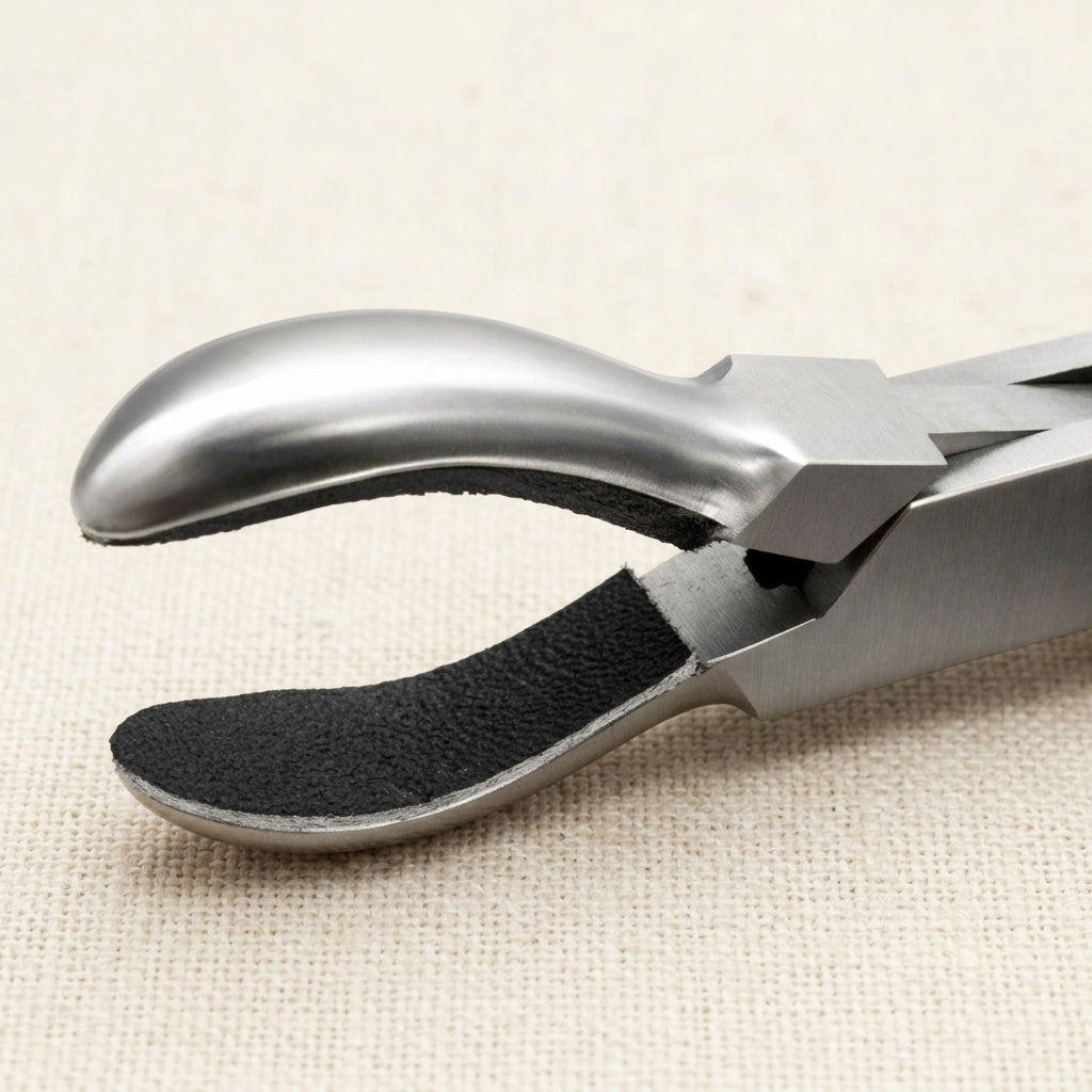 Ring Holding Polishing Pliers with Leather Jaws, Stainless Steel, 15 cm, for Jewellery Filing Making and Crafts | Jewellery Making Tools | Toolsmith Ltd UK