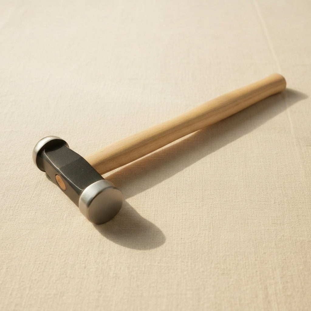 Round Dome and Flat Face Embossing Hammer, 16 oz, Repousse Silversmithing, 11-3/4 Inch Wooden Handle | Jewellery Making Tools | Toolsmith Ltd UK