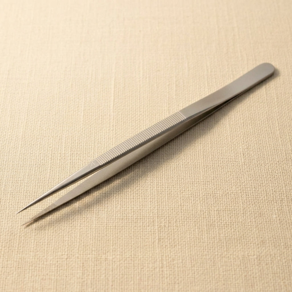 Stainless Steel Fine Point Tweezers, 6-1/2 Inch, Serrated Jaws for Jewellery, Diamond, Gemstone and Bead Pick Up Repair | Jewellery Making Tools | Toolsmith Ltd UK