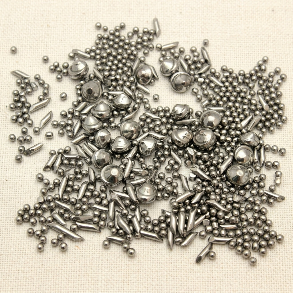 Stainless Steel Mixed Shapes Tumbling Shot, 1 kg, Jewellery Polishing Media with Spheres, Cones and Pins | Jewellery Making Tools | Toolsmith Ltd UK