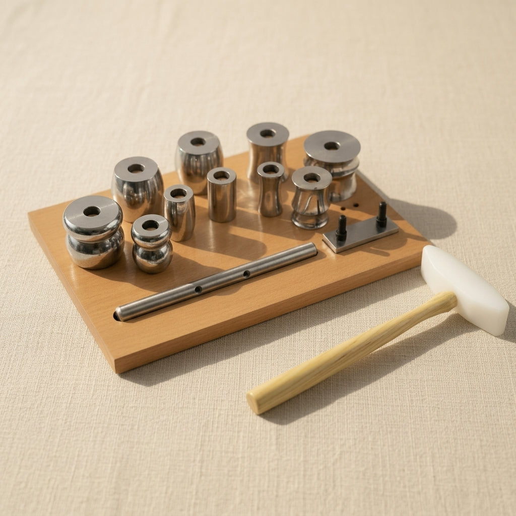 Steel Bracelet Forming Die Set, 10 Pieces, Jewellery Making Tools with Domed and Flat Dies, Bangle Making Kit, Comes with Nylon Forming Hammer | Jewellery Making Tools | Toolsmith Ltd UK