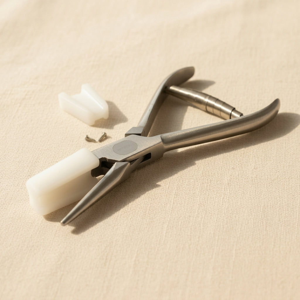 Unique Wide Nylon Jaw Jewelers Forming Pliers, Round and Concave Design with Extra Nylon Jaw, Silver Metal for Opticians, Crafts and Jewelry Making, 6.25-Inch | Jewellery Making Tools | Toolsmith Ltd UK
