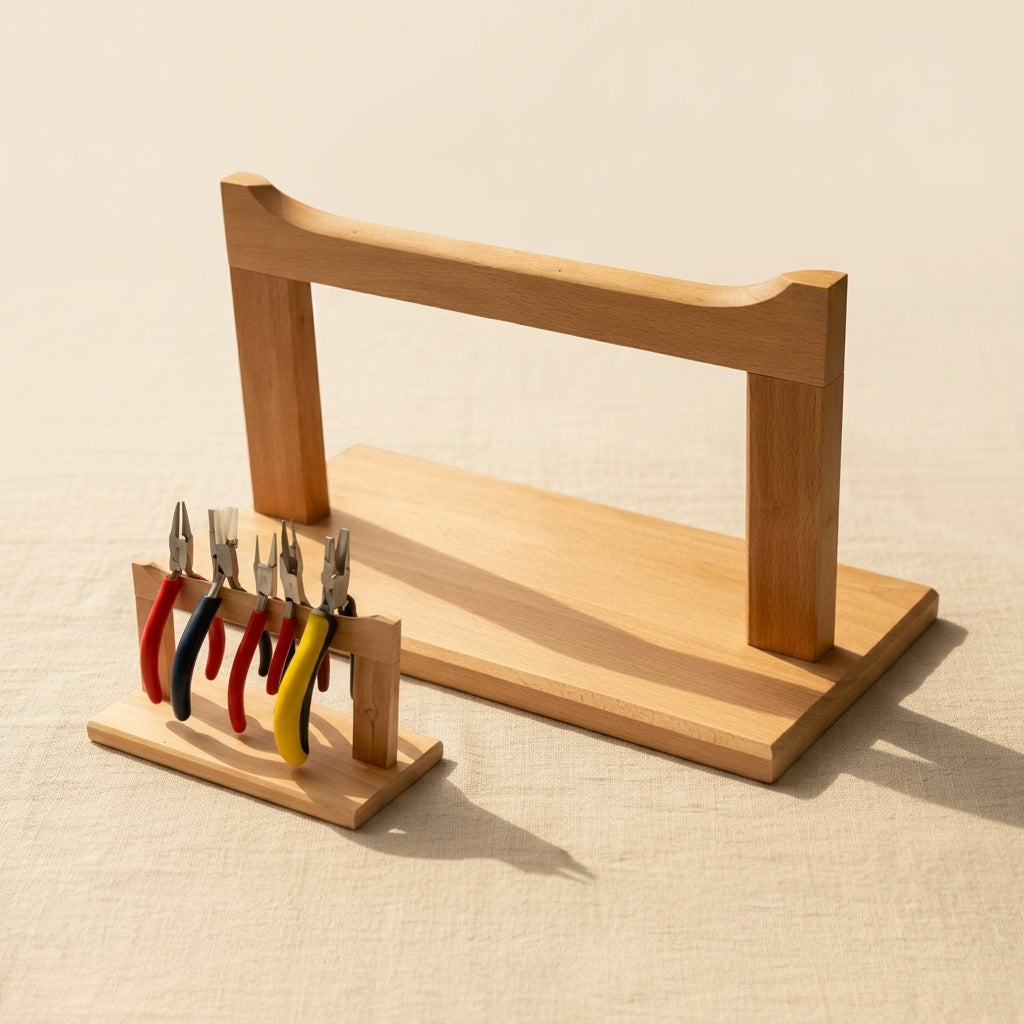 Wooden Pliers Rack Stand, Hardwood Bench Organiser for Jewelry Work, Polished Surface Tool Holder | Jewellery Making Tools | Toolsmith Ltd UK