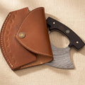 Ulu Knife with 6-inch Damascus Steel Blade, Rosewood Handle and Leather Sheath | Ulu Knife | Toolsmith Ltd UK