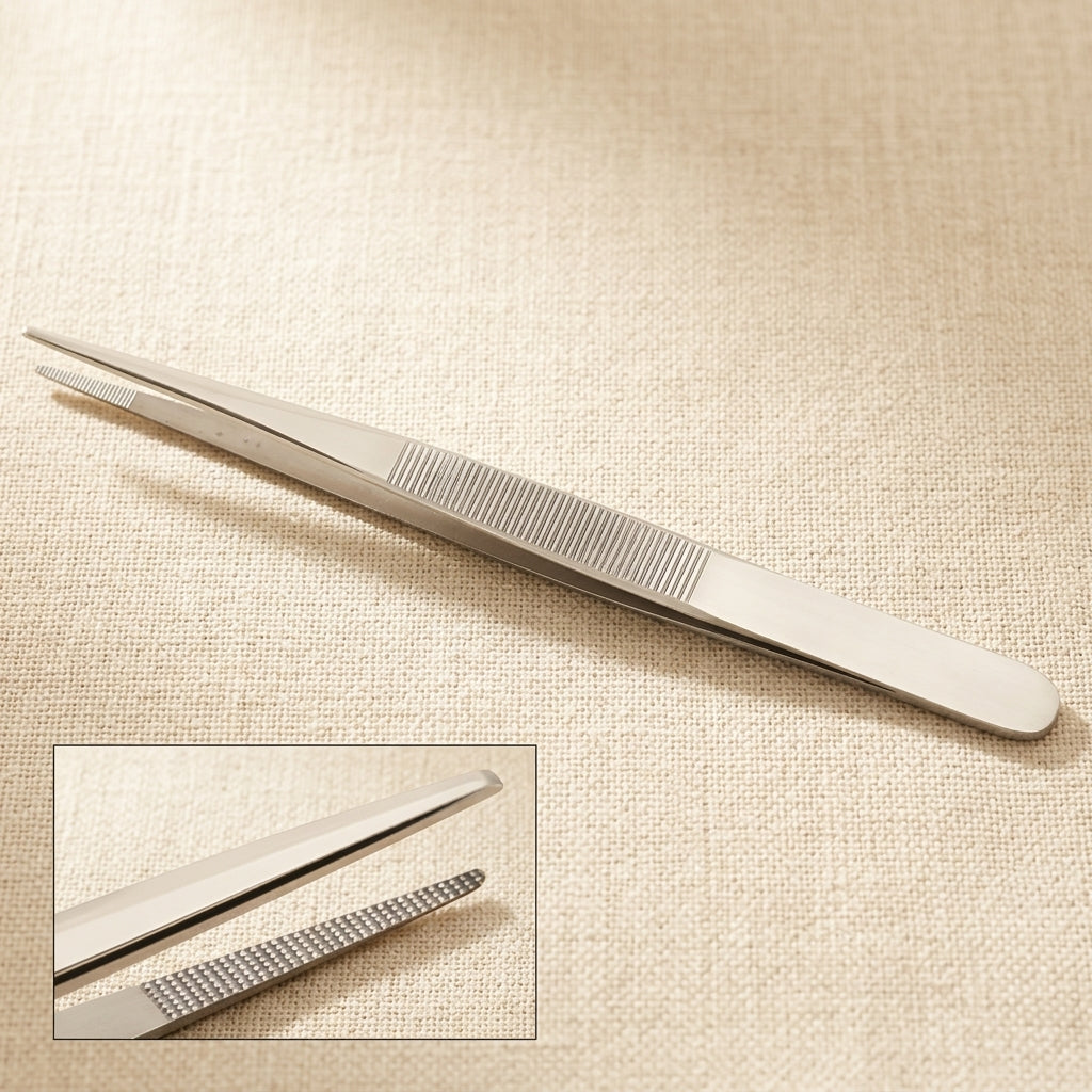 Stainless Steel Large Point Tweezers, 16.5 cm, Serrated Jaws, for Jewellery, Diamond, Gemstone and Bead Pick Up Repair | Jewellery Making Tools | Toolsmith Ltd UK
