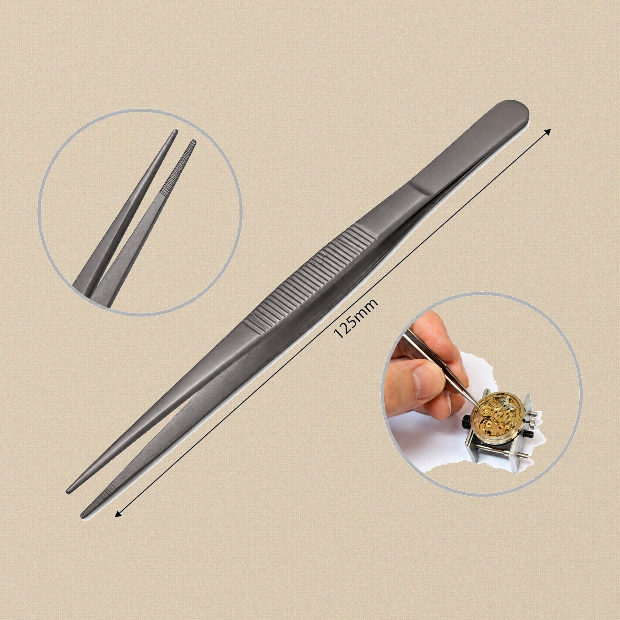 Titanium College Dressing Tweezers with Serrated Jaws, 127mm (5") & 152mm (6") — 5"