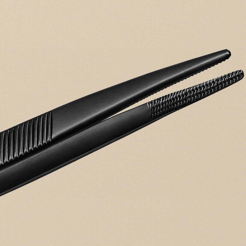Black XL-tip locking tweezers, second view